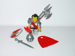 Lego Castillo Reino León Rojo Caballero Soldado Minifigura Espada Escudo Alabarda Capa - Imagen 1 de 2