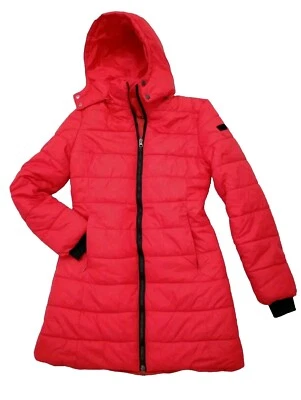 🎀 Women's Red Puffer Coat Ultralight Packable Parka Long Hooded Jacket S - Image 1 of 4