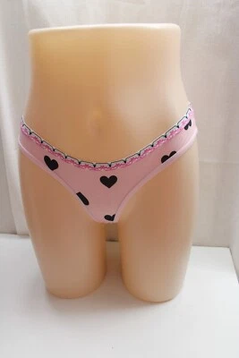 Moroia Sissy Bastante Lindo Rosa Negro Corazones Nylon Spandex Tanga Bragas S Foto 1 de 4