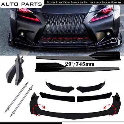 For Lexus LS460 LS500 Front Bumper Lip Spoiler Splitter Side Skirt Gloss Black - Изображение 1 из 4