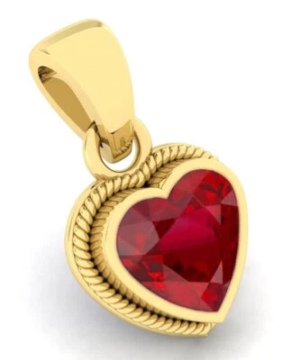 8.00 Ratti 7.25 Carat Lab Certified Ruby Manik Gemstone Heart Shape Gold Pendant - Image 1 of 4