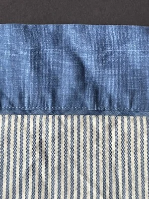 RARE *WAVERLY Vintage BLUE Ticking TWIN FLAT SHEET Fieldcrest EXCELLENT! Cream - Image 1 of 4