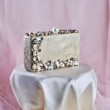 Pochetta da sposa marmo oro design classico reale, resina fatta a mano con...