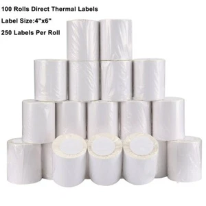 100 rollos 4x6 etiquetas de envío térmico directo 25.000 etiquetas para persiana enrollable Zebra 2844 - Imagen 1 de 5