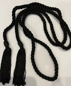 Black Chair Tie 71" cord with tassels lot of 2 Conso Curtain Tieback - Picture 1 of 2