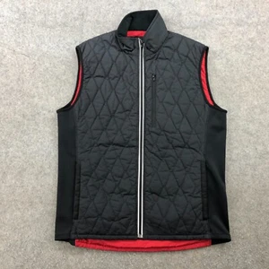 Victorinox Vest Mens Medium Black Red Quilted Pockets Casual Full Zip - Picture 1 of 13
