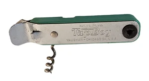 Apribottiglie vintage Vaughns verde rubinetto ragazzo made in USA pat 170.999 - Foto 1 di 18
