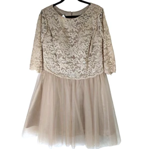 Hebeos size 16 Chiffon Lace 3/4 Sleeves Tea Length Mother of the Bride Dress - Picture 1 of 17
