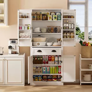 Buffetschrank Vorratsschrank Küchenschrank Stauraum Mit 4 Türen 1 Schublade Weiß - Bild 1 von 13