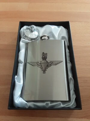 Parachute Regiment Stainless Steel 8oz Hip Flask with Funnel  - Image 1 of 4
