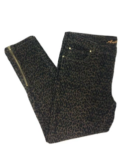 Denim&Co. Jeans Women's Size 20 Black Brown Leopard Ankle Zip Ankle Grazer NEW! - Picture 1 of 10