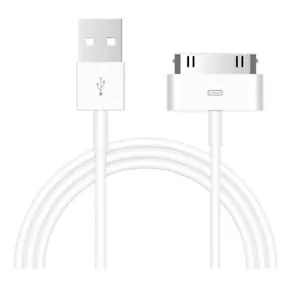 USB Dock 30 Pin Data Cable for iPhone 3G 3GS 4 4S iPad 1 2 3 iPod Shuffle White - Picture 1 of 6