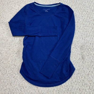 Top Liz Lange Maternidad Mujer Talla S Azul Manga Larga Cuello Redondo Lados Acanalados Foto 1 de 4