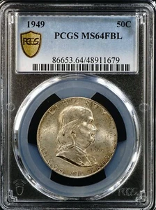 1949 Franklin Half Dollar Uncirculated PCGS MS64 FBL Bronze Toning,  679 - Picture 1 of 5