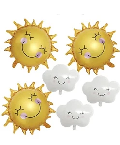 6PCS Sun Foil Balloons Cloud Mylar Balloons for Birthday, Baby Shower - Picture 1 of 6