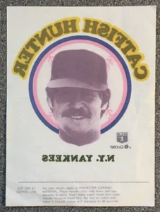 1977 CATFISH HUNTER YANKEES MLB BASEBALL OUAKER HAFER BÜGELBILD TRANSFER PATCH HOF - Bild 1 von 2