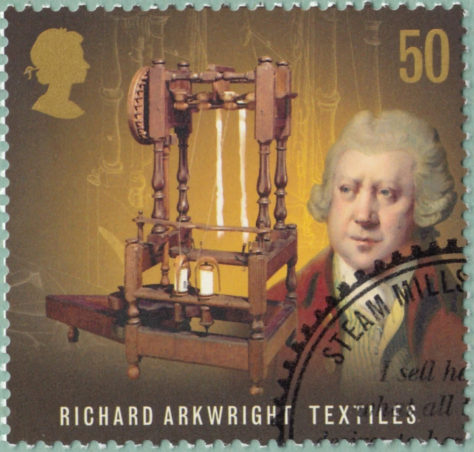Richard Arkwright & Spinning Machine illustrated on 2009 fine used GB stamp - Image 1 of 1