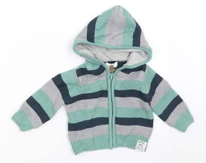 Chaqueta a rayas verdes Pumpkin Patch para niños talla 3-6 meses con cremallera - Imagen 1 de 12