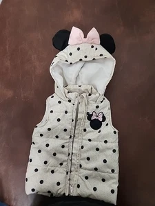 Chaleco acolchado Disney Minnie Mouse con capucha y orejas 12 meses como nuevo - Imagen 1 de 13