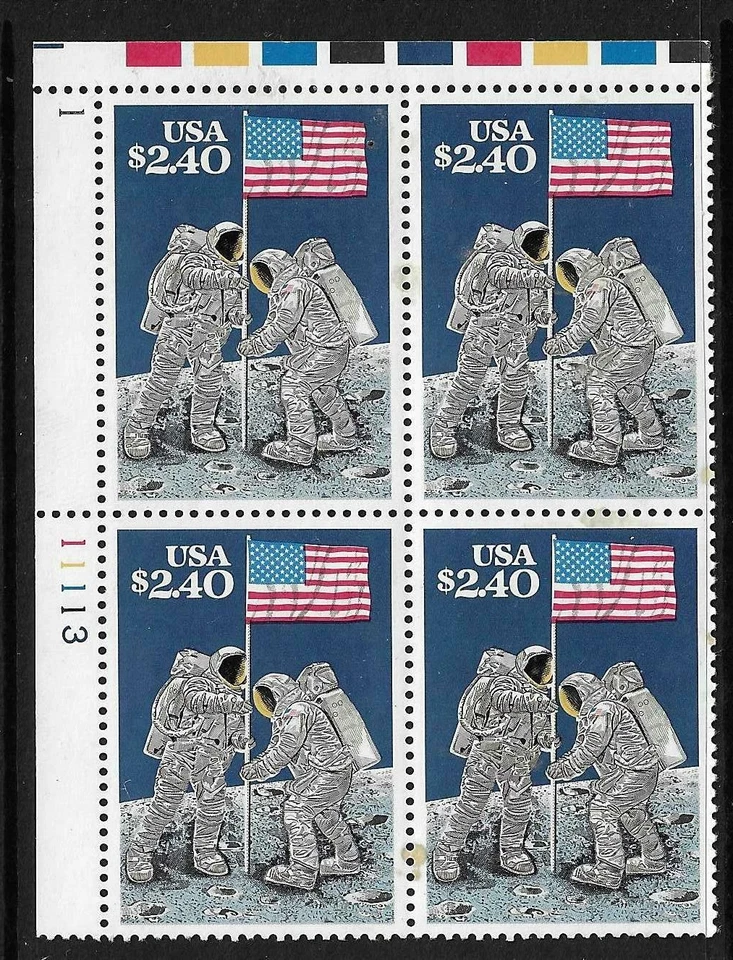 USA SC # 2419 Raising Of The USA Flag On The Lunar Surface BLK4 / Plate . MNH - image 1 of 1
