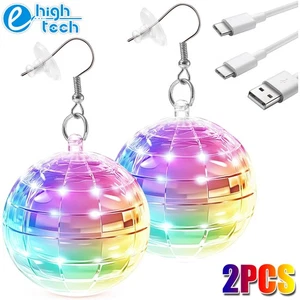 Disco Ball Earrings USB Rechargeable LED Jewelry Women Rave Outfits Dance Party - Picture 1 of 7