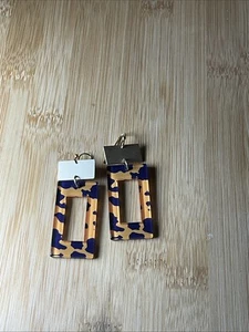 Plunder Patterned Acrylic With Gold Accent Earrings - Free Shipping - Picture 1 of 2