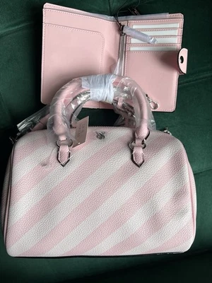 Victoria's Secret Mini Duffle Crossbody Bag Heritage Stripe & Passport Cover New - Image 1 of 4