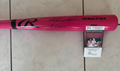Nolan Schanuel Signed Rawlings PINK Baseball Bat Inscrib Los Angeles Angels JSA - Image 1 of 3