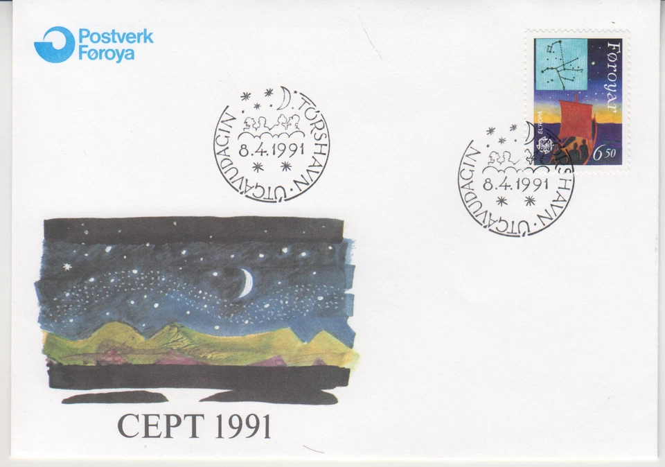 FAROE ISLANDS : 1991  FDC/ COVER - SCOTT # 221  EUROPA - Image 1 of 1