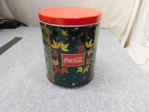 Coca Cola Boy With Dog Tin Canister Jigsaw Puzzle Fall Leaves Decor Collectible - Picture 1 of 3