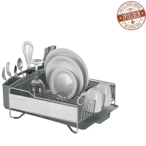 KitchenAid Full Size Rust Resistant Dish Rack Angled Drain Board, Grey - Image 1 of 4