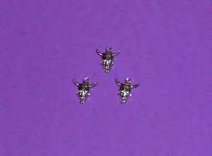 Sterling Silver Steer Skull Charms .925 Tested Lot of 3 NOS - Picture 1 of 10
