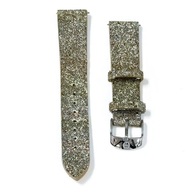 Michele Women's 18mm Brown Sparkle Grey Leather Watch Band 301925309 - Image 1 of 2