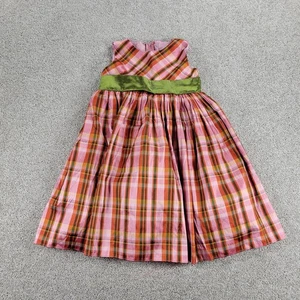 Swea Pea & Lilli Girls Dress 4T Pink Green Plaid Sleeveless Bow Special Occasion - Picture 1 of 12