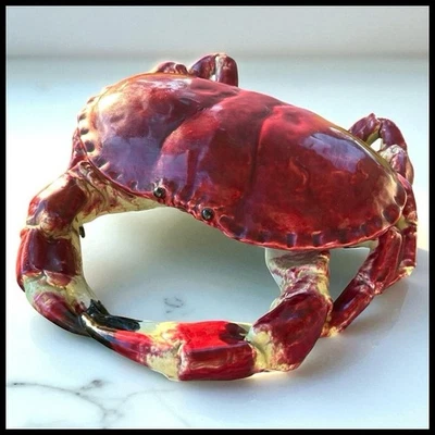 Vintage 1950’s French Palissy Ware Barbotine Majolica Crab Form Lidded Tureen - Image 1 of 4