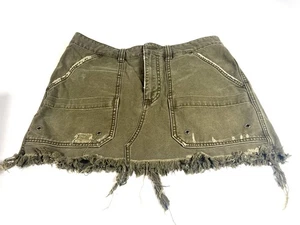 Free People Mini-Cargorock olivgrün Used-Look ausgefranster Saum Damen Gr. 30 - Bild 1 von 5