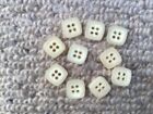 10 SMALL OFF- WHITE BUTTONS- Hard to find square shape- Vintage