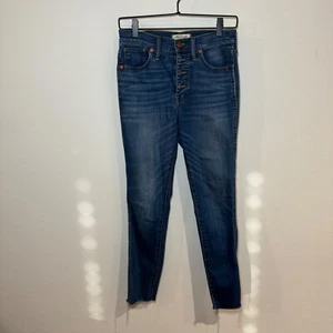 Madewell Jeans Women's Size 26 Blue Denim 10" High Rise Skinny Crop Button Fly - Picture 1 of 5