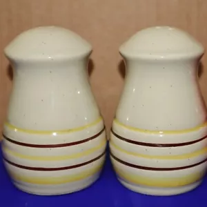 Large Mushroom Shaped Stoneware Striped & Speckled Salt & Pepper Shaker - Picture 1 of 7