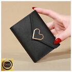 Womens Small Black Faux Leather Money Purse Wallet Folding Coin Card Holder
