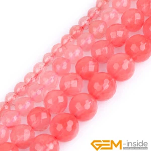 Natural Cherry Crystal Quartz Gemstone Round Loose Beads for Jewelry Making 15" - Picture 1 of 35