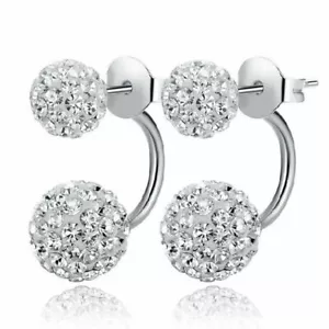 925 Sterling Silver Earrings Women Crystal Gift Small Stud Jewellery Girl Tiny - Picture 1 of 12