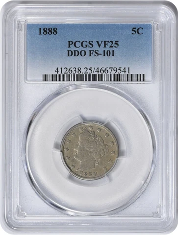 1888 Liberty Nickel DDO FS-101 VF25 PCGS Cover
