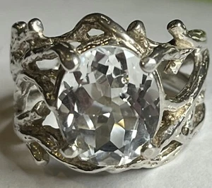 Conjunto de ramas modernistas de plata esterlina con circonita grande firmada Israel talla 8 - Imagen 1 de 9