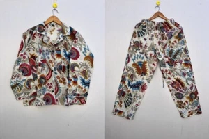 Traje de noche indio 100 % algodón conjunto de pijama floral para mujer ropa de dormir conjunto de pijama ropa de dormir - Imagen 1 de 6