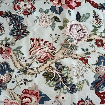 P Kaufman Fanciful Florale Cerulean Jacobean Print 35 x 54 100% Cotton Blue Pink - Image 1 of 4