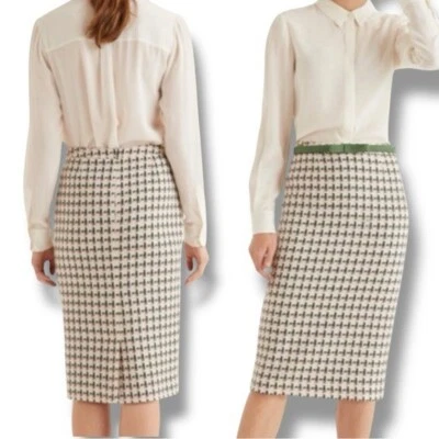 Boden Clara Pencil Skirt Green Pink Tweed Preppy Office Classic US Size 8 - Image 1 of 4