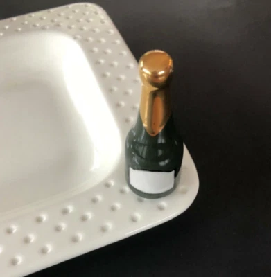 Nora Fleming Champagne Celebration Bottle Mini A94 Hand-Painted Ceramic Charm  - Image 1 of 4