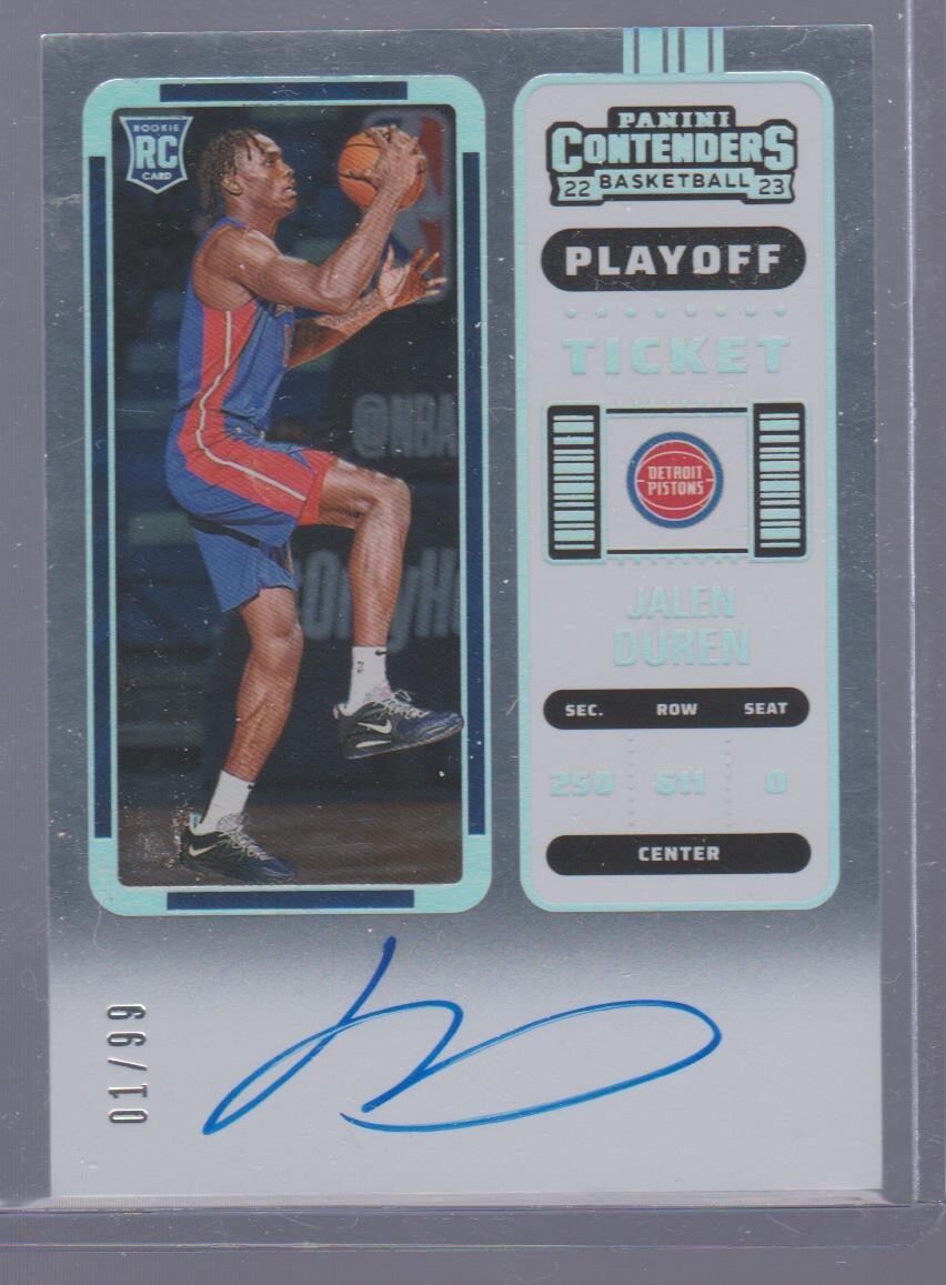 JALEN DUREN 2022-23 CONTENDERS PLAYOFF TICKET  AUTO RC #102 SILVER #D 1/99 *WOW*
