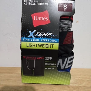 Hanes Boy Boxer Briefs 5-Pack Printed Stretch X-Temp Lightweight Wicking Tagless - Picture 1 of 7